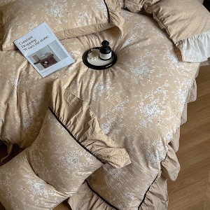 High Class Linen Floral Printing Quilt Cover Bed Sheets Pillowcases Bedding Set