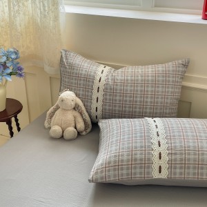 Skin-friendly Cotton Printing Quilt Cover Gray Bed Sheets Bedding Set