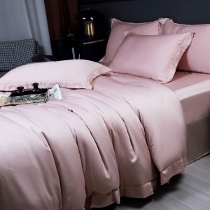High-quality satin lyocell cotton colored bed sheets exquisite jacquard quilt cover home textile bedding set manufacture