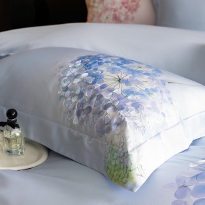 Wholesale high-end pillowcases blue embroidery comforter set soft cotton bed linen fitted sheets 2m/2.2m bedding set for adults