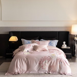 Wholesale high-end pillowcases blue embroidery comforter set soft cotton bed linen fitted sheets 2m/2.2m bedding set for adults