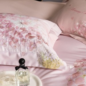 Wholesale high-end pillowcases blue embroidery comforter set soft cotton bed linen fitted sheets 2m/2.2m bedding set for adults