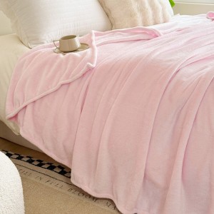 Customized Throw Blanket Super Soft Coverlets Cozy Pink Solid Color Milk Fleece Blanket