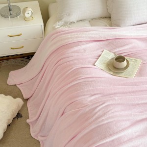 Customized Throw Blanket Super Soft Coverlets Cozy Pink Solid Color Milk Fleece Blanket