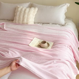 Customized Throw Blanket Super Soft Coverlets Cozy Pink Solid Color Milk Fleece Blanket
