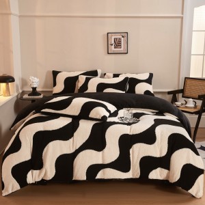 High Quality Velvet Quilt Cover Bed Sheets Printing Jacquard 4PCS Bedding Set