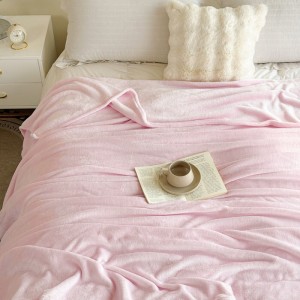 Customized Throw Blanket Super Soft Coverlets Cozy Pink Solid Color Milk Fleece Blanket