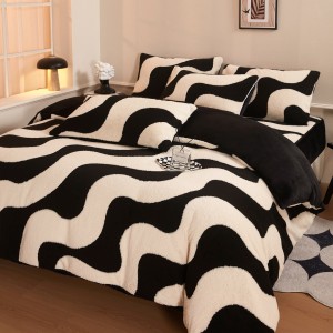 High Quality Velvet Quilt Cover Bed Sheets Printing Jacquard 4PCS Bedding Set