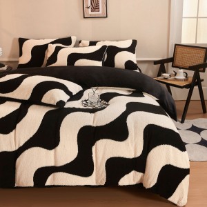 High Quality Velvet Quilt Cover Bed Sheets Printing Jacquard 4PCS Bedding Set