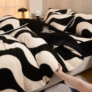 High Quality Velvet Quilt Cover Bed Sheets Printing Jacquard 4PCS Bedding Set