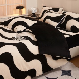 High Quality Velvet Quilt Cover Bed Sheets Printing Jacquard 4PCS Bedding Set