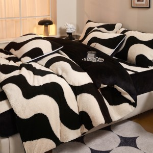 High Quality Velvet Quilt Cover Bed Sheets Printing Jacquard 4PCS Bedding Set