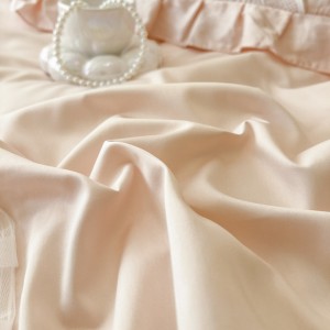 High-end Pink Home Hotel Textiles Solid Color Fitted & Flat Sheets Cotton Bedskirt Set Supplier