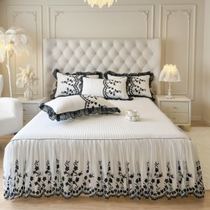 Light luxury senior cotton bed linen exquisite king size house lace comforter cover bedroom bedding set wholesaler