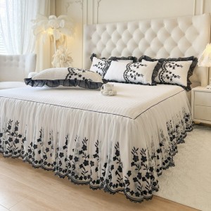 Wholesale Home Textiles Bedroom Fitted Bedding Set Cotton Bed Skirt Bedsheets with Ruffle Bed Skirt Set