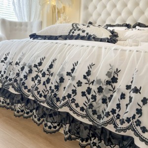 Wholesale Home Textiles Bedroom Fitted Bedding Set Cotton Bed Skirt Bedsheets with Ruffle Bed Skirt Set