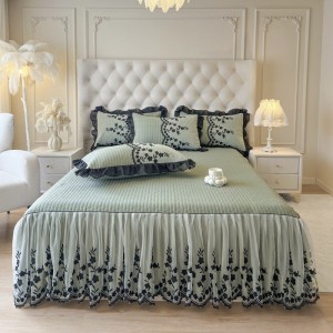 Light luxury senior cotton bed linen exquisite king size house lace comforter cover bedroom bedding set wholesaler