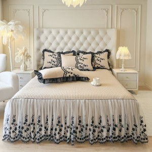 Light luxury senior cotton bed linen exquisite king size house lace comforter cover bedroom bedding set wholesaler