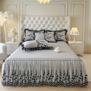 Light luxury senior cotton bed linen exquisite king size house lace comforter cover bedroom bedding set wholesaler