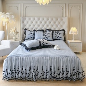 Light luxury senior cotton bed linen exquisite king size house lace comforter cover bedroom bedding set wholesaler