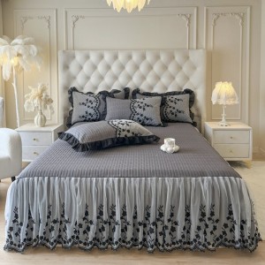 Light luxury senior cotton bed linen exquisite king size house lace comforter cover bedroom bedding set wholesaler
