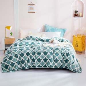 Customized Hot Gram Weight Super Soft Flannel Fleece Cozy Green Printing Blanket