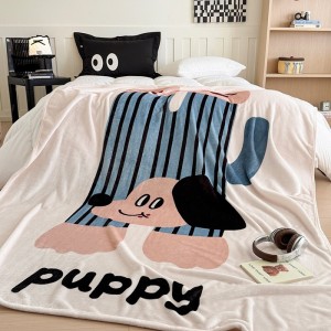 High Quality Winter Flannel Fleece Coverlets White Printing Blanket Supplier