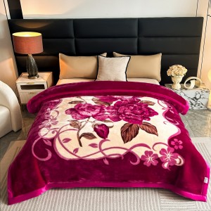 Cozy Flannel Raschel Bedding Set Home Textiles Soft Comforter Warm Coverlets Blue Printed Blanket