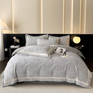 High-grade gray digital printing duvet cover full matte milk velvet 260g light luxury home textile winter warm 4pcs bedding set
