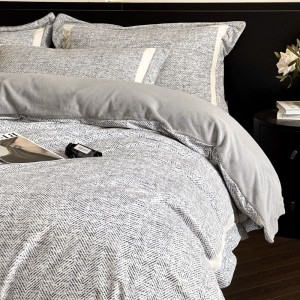 High-grade gray digital printing duvet cover full matte milk velvet 260g light luxury home textile winter warm 4pcs bedding set