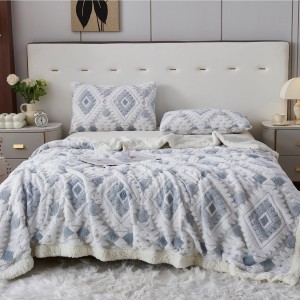 200*230cm Folded Lamb Wool Printing Home Leisure Brown Blanket Bedding