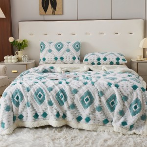 200*230cm Folded Lamb Wool Printing Home Leisure Brown Blanket Bedding