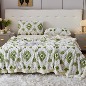 200*230cm Folded Lamb Wool Printing Home Leisure Brown Blanket Bedding