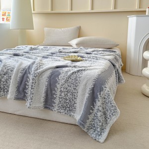 High Gram Weight Flannel Blanket Velvet Jacquard Blanket Bedding Set for Home