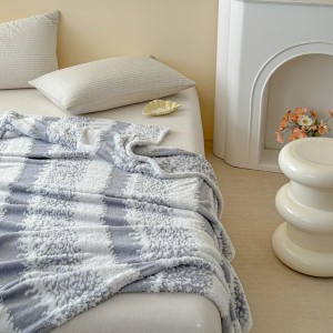 High Gram Weight Flannel Blanket Velvet Jacquard Blanket Bedding Set for Home