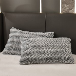High gram weight velvet fluffy pillowcases 2/2.3m adult coverlets grey solid color pillow shams high-quality 4-piece bedding set manufacture