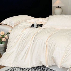100S Long Staple Cotton Jacquard 4PCS Bedding Set With Queen King Size Duvet Cover Flat Sheet Double Pillowcases