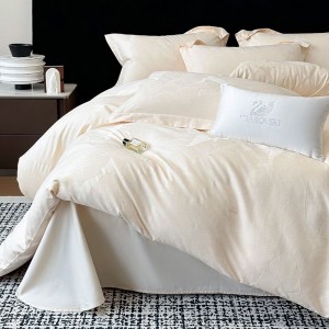 100S Long Staple Cotton Jacquard 4PCS Bedding Set With Queen King Size Duvet Cover Flat Sheet Double Pillowcases