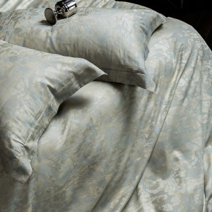 Hot selling green quilt cover jacquard fitted sheets flat sheet lyocell cotton home textile 4-pieces bedding set supplier