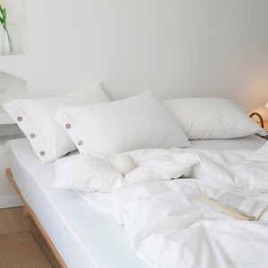 Solid Color Washed Cotton 4PCS Home Hotel Textiles White Bed Fitted & Flat Sheets Bedding Set Supplier