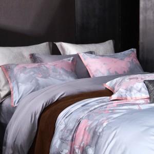 Luxury jacquard home textile cotton bed linen purple duvet quilt comforter cover bedding set wholesaler