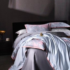 Luxury jacquard home textile cotton bed linen purple duvet quilt comforter cover bedding set wholesaler