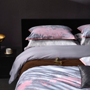 Luxury jacquard home textile cotton bed linen purple duvet quilt comforter cover bedding set wholesaler