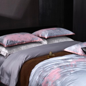 Luxury jacquard home textile cotton bed linen purple duvet quilt comforter cover bedding set wholesaler