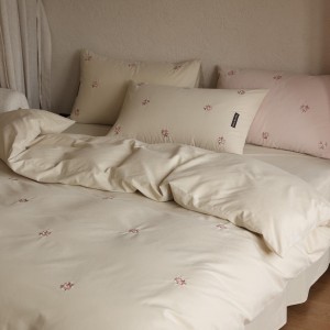 Wholesale high-end pillowcases beige sanding comforter set soft bed linen fitted sheets 2m/2.2m bedding set for adults