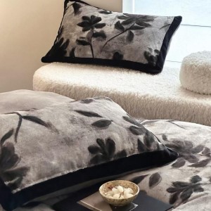 Winter warm printing quilt cover black milk fleece adult comforter cover black bedsheets home textile bedding set supplier