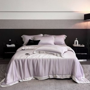 Wholesale purple mulberry silk summer cool bedroom bedding hot selling solid color home hotel textile quilts for children