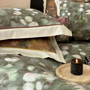 Elegant design full size digital printing adult pillowcases luxury 100% cotton sateen comforter cover bedding set supplier