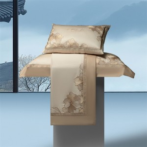 Solid color comforter patchwork duvet cover with 2 pillow shams double coverlets flat sheet 4PCS cotton embroidery beige textile bedding set wholesaler