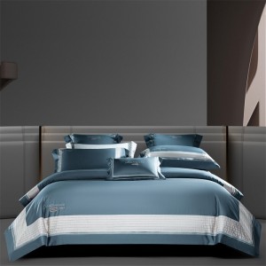 100% cotton home hotel textile blue comforter cover with 2 high-end pillowcases coverlets patchwork bedding set manufacture